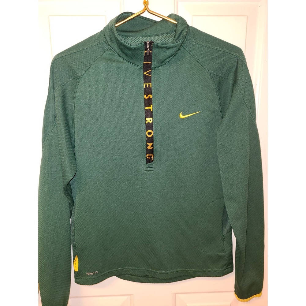 Nike Livestrong 1/4 Zip Pullover Green Stretch Athleisure Womens Size Sm Green